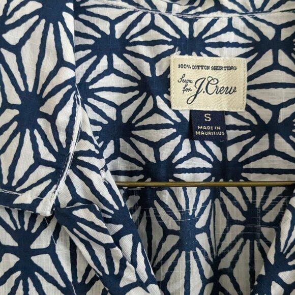 J. Crew Geometric Star Button Up Short Sleeve Camp Collar 1950s Style Shirt S - Picture 4 of 5